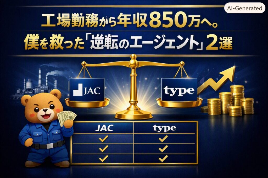 工場勤務から年収850万円を達成するために利用した転職エージェントの比較画像