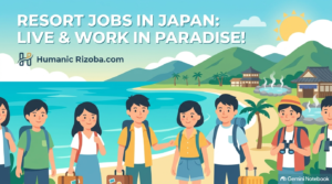 澄み渡る青空と雄大な自然リゾート（海・山・温泉）を背景に、バックパックを背負い笑顔を見せるハツラツとした若者グループ（リゾバ.comの豊富な求人と安心の住み込みバイトを象徴するWeb用イメージ）